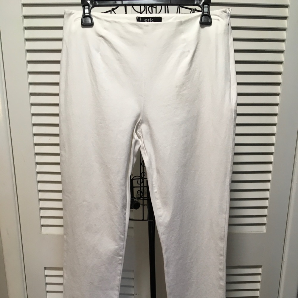 White Fitted Ankle Pants
